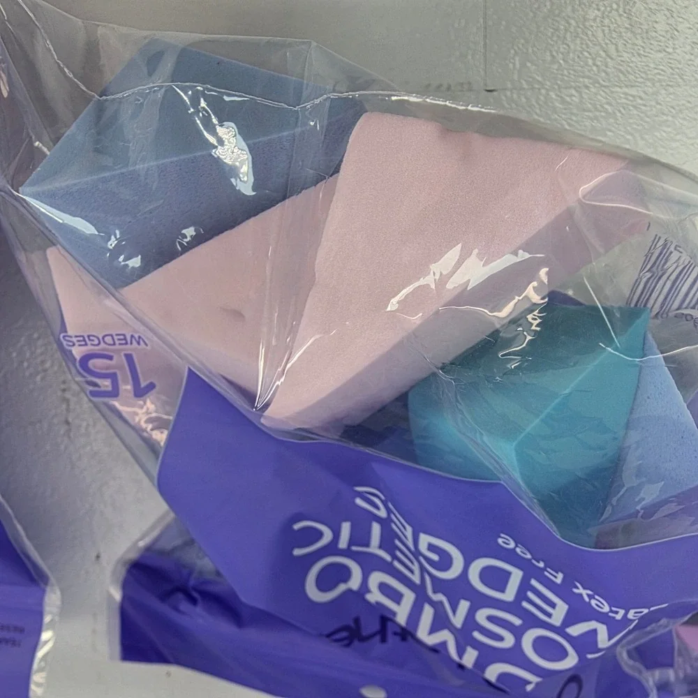 LOT of 5 One Other Jumbo Cosmetic Wedges Latex Free 15 Count Ea Pastel Mixed